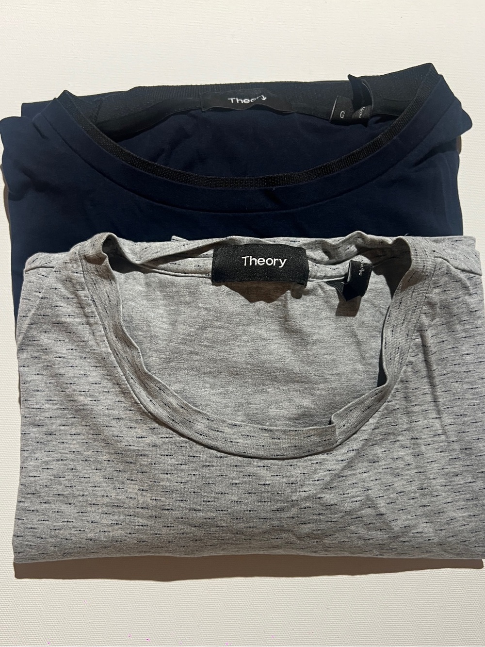 Theory Men’s Short Sleeve Tees in Navy & Light Gray